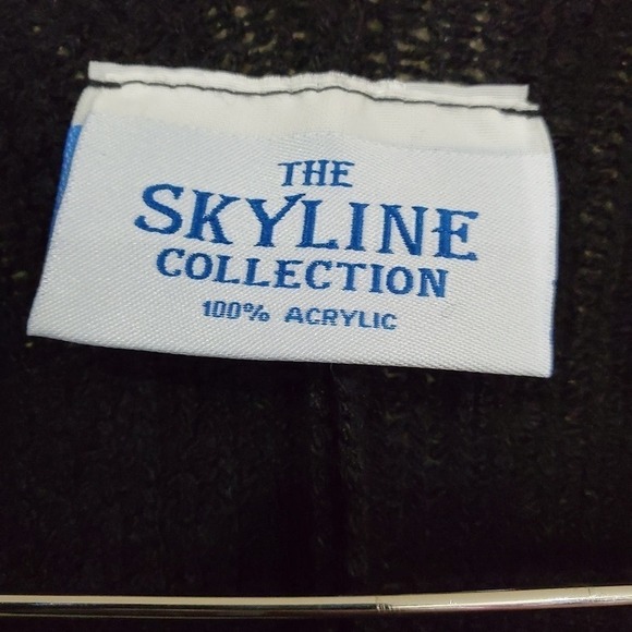 The Skyline Collection Shawl Womens One Size Black Knit Fringe Open Relaxed - Picture 5 of 9